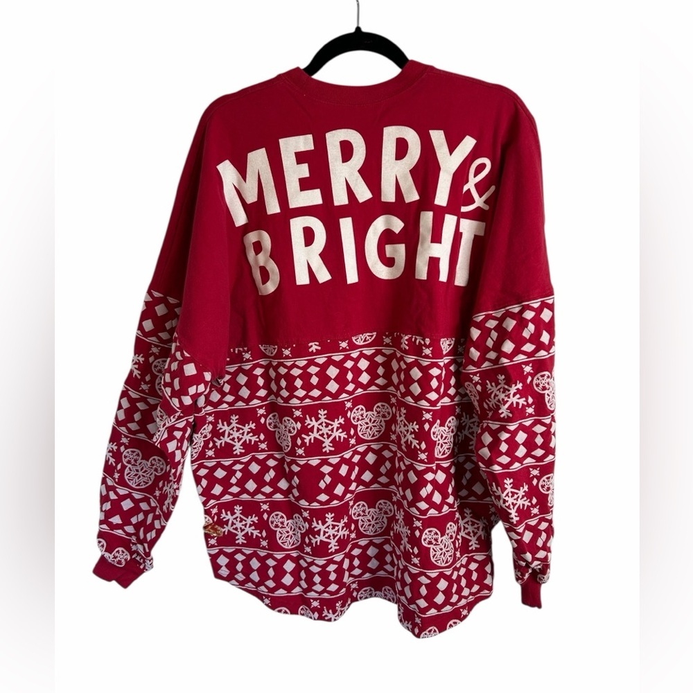 Disney Red Snowflake Mickey Mouse Merry & Bright Spirit Jersey Holiday Unisex XL - Picture 3 of 11